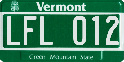 VT license plate LFL012