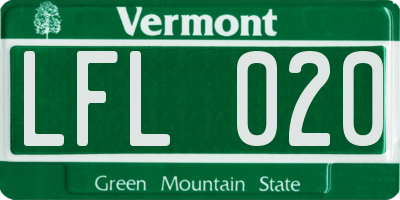 VT license plate LFL020