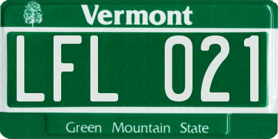 VT license plate LFL021