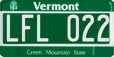 VT license plate LFL022