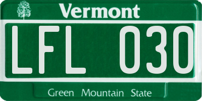 VT license plate LFL030