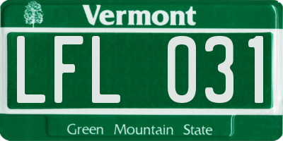 VT license plate LFL031