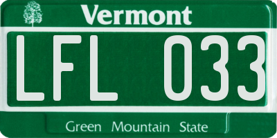 VT license plate LFL033