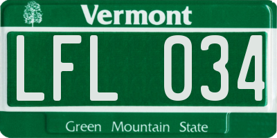VT license plate LFL034