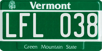 VT license plate LFL038