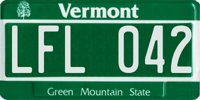 VT license plate LFL042