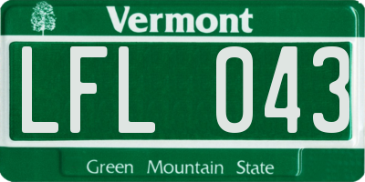 VT license plate LFL043