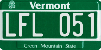 VT license plate LFL051