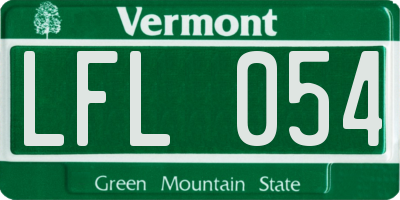 VT license plate LFL054