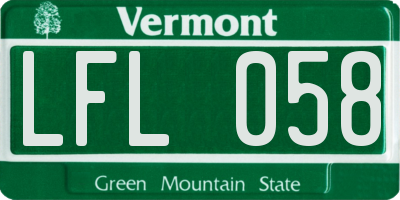 VT license plate LFL058