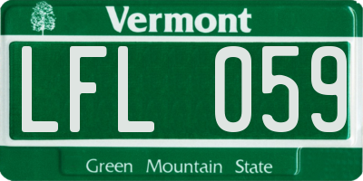 VT license plate LFL059