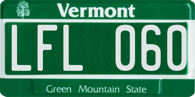 VT license plate LFL060