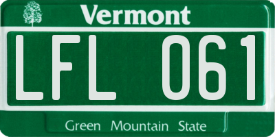 VT license plate LFL061