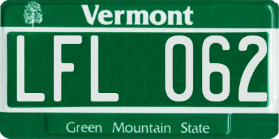 VT license plate LFL062