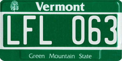 VT license plate LFL063
