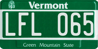 VT license plate LFL065