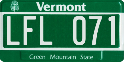 VT license plate LFL071