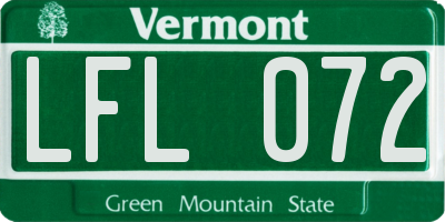 VT license plate LFL072