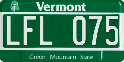 VT license plate LFL075