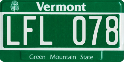 VT license plate LFL078