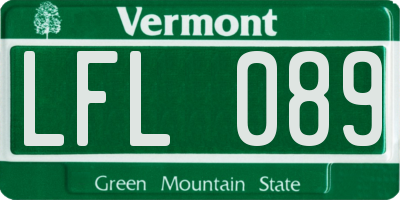 VT license plate LFL089