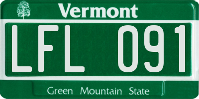 VT license plate LFL091