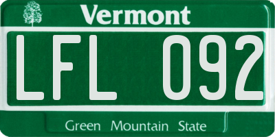 VT license plate LFL092