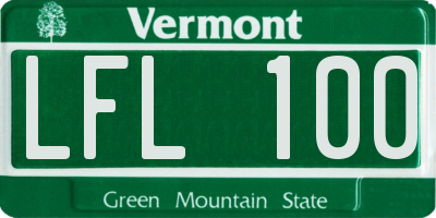 VT license plate LFL100