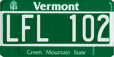 VT license plate LFL102