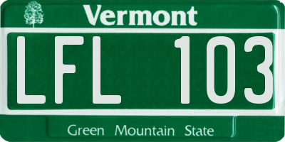 VT license plate LFL103