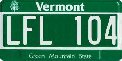 VT license plate LFL104