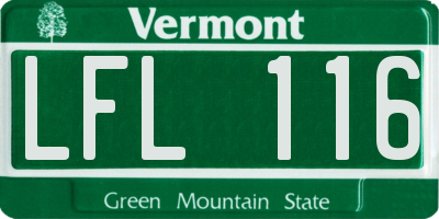 VT license plate LFL116
