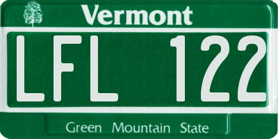 VT license plate LFL122