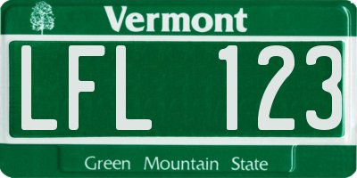 VT license plate LFL123