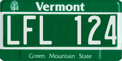 VT license plate LFL124