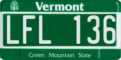 VT license plate LFL136