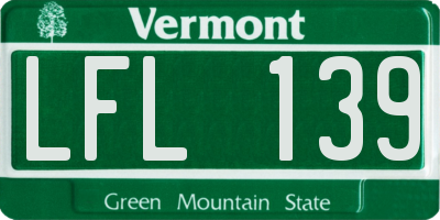VT license plate LFL139
