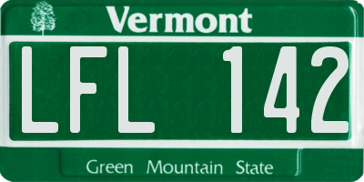 VT license plate LFL142