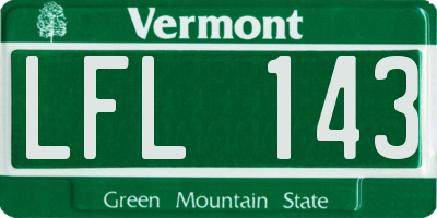 VT license plate LFL143