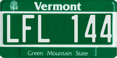 VT license plate LFL144