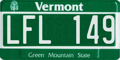 VT license plate LFL149