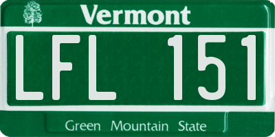 VT license plate LFL151