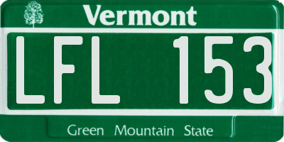 VT license plate LFL153