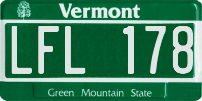 VT license plate LFL178
