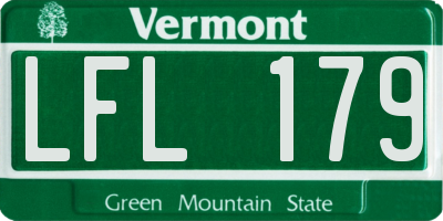 VT license plate LFL179