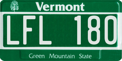 VT license plate LFL180