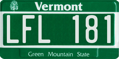 VT license plate LFL181
