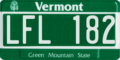 VT license plate LFL182