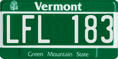 VT license plate LFL183