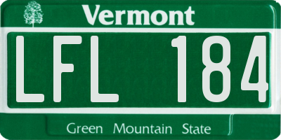 VT license plate LFL184